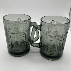 Vintage 1970’s 2 McDonald's Sports Series Football Smoked Coffee Mug Ronald